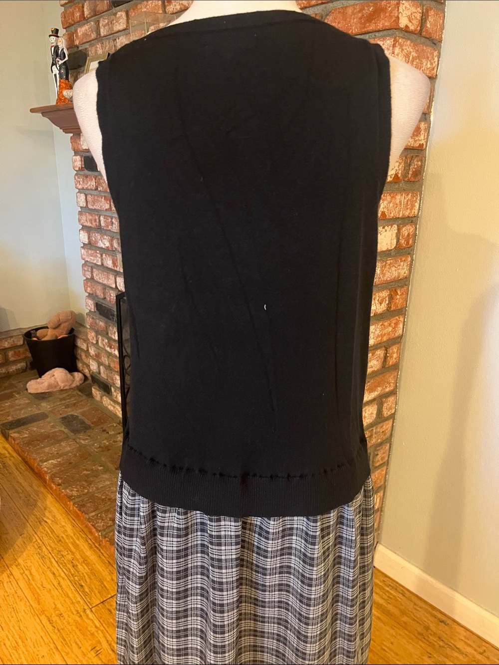 Max Studio $148 ptp 18-22 Black Maxi Dress with Gray Plaid Skirt - Picture 4 of 4